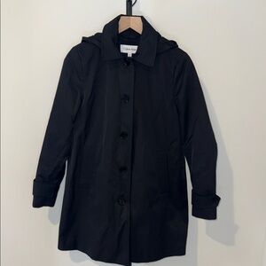 Calvin Klein Black Hooded Button-Front Coat